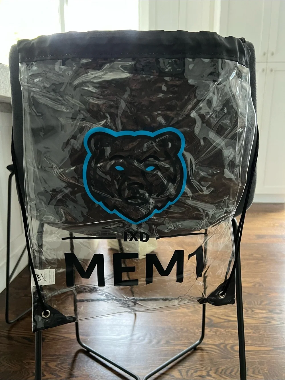 Clear Black Drawstring Backpack with Amazon MEM1 Memphis Logo
